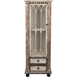 Clayre & Eef Vitrinekast  49x35x135 cm Bruin Beige Hout Glas Opbergkast