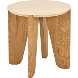 Bijzettafel Travertinlook Rond - 50x50x50cm - Derk