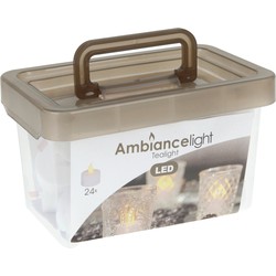 Ambiance light waxinelichtjes-theelichten - 24 stuks - LED - batterijen - kunststof - D3,8 cm - LED kaarsen