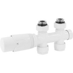 Kraanset Multiblock wit rechtdoor incl. thermostaatkop LuxeBath