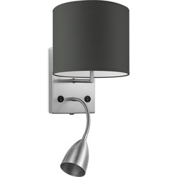 Moderne wandlamp Bling - antraciet - wandlamp Read inclusief lampenkap en LED Leeslamp lampenkap 20/20/17cm - geschikt voor E27 LED lamp - Wandlamp geschikt voor woonkamer, slaapkamer, corridor