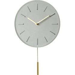 QUVIO Wandklok beton klassiek met slinger - Grijs