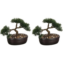 Set van 2x stuks atmosphera bonsai in keramische pot 23 cm - Kunstplanten