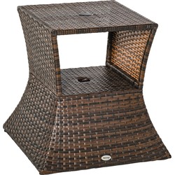 4goodz Outsunny Parasolstandaard met Bijzettafel - zonneschermhouder Polyrotan - Bruin