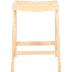 Barstoel Naturel Rotan - Zithoogte 65cm - 45x32x65cm - Jules - Set van 2