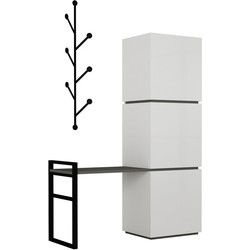 Meubel opbergruimte schoenen 3 deuren met bank en kapstok H149 cm - Mello