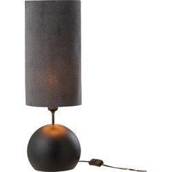 J-line - Lamp Bol Ijzer/fluweel Zwart/grijs - 20.5x20.5x58cm