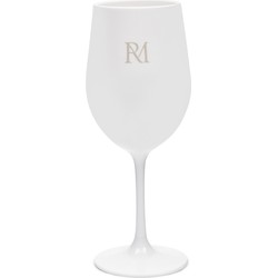 Riviera Maison Wijnglas plastic wit glas op voet met RM logo - RM Monogram Outdoor glas niet breekbaar glas voor buiten
