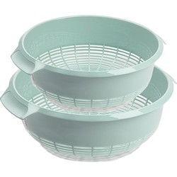 Forte plastics kunststof keuken vergieten combiset mintgroen 27 x 10 cm en 23 x 9 cm - Vergieten