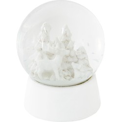 Clayre & Eef Sneeuwbol Ø 7*8 cm Wit Kunststof / Glas Rond Snowglobe