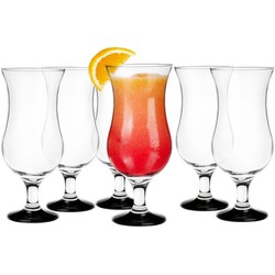 Glasmark Cocktail glazen - 6x - 420 ml - zwart - glas - pina colada glazen - Cocktailglazen