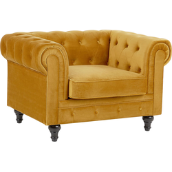 Beliani CHESTERFIELD - Fauteuil-Geel-Fluweel