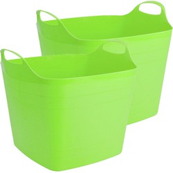 2x stuks flexibele kuip emmer/wasmand vierkant groen 40 liter - Wasmanden