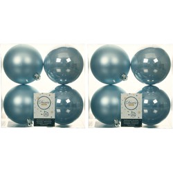 12x stuks kunststof kerstballen lichtblauw 10 cm glans/mat - Kerstbal