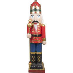Clayre & Eef Beeld Notenkraker 120 cm Rood Blauw Polyresin Kerstdecoratie