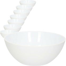 10x Schalen/kommetjes van kunststof wit 2400 ml - Serveerschalen