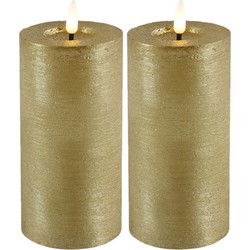 Countryfield Lyon LED kaarsen - 2x - goud - D7,5 x H15 cm - timer - LED kaarsen