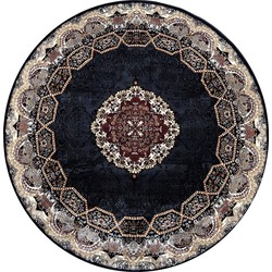 Isfahan Oosters Vloerkleed - Laagpolig - Klassiek Vintage Tapijt - Rond - Blauw / Navy / Multi - 200 CM ROND- 200 CM ROND