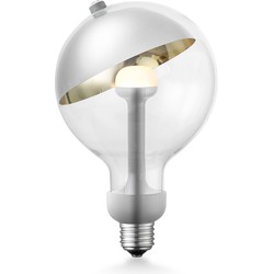 Design LED Lichtbron Move Me - Zilver - G120 Sphere LED lamp - 12/12/18.6cm - Met verstelbare diffuser via magneet - geschikt voor E27 fitting - Dimbaar - 5W 400lm 2700K - warm wit licht