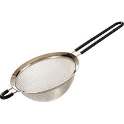 Arte Keuken zeef - zilver - met zwart handvat - 33 x 14 cm - RVS - Keukenzeefjes