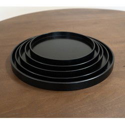 QUVIO Houten dienblad rond - Zwart - 36 cm
