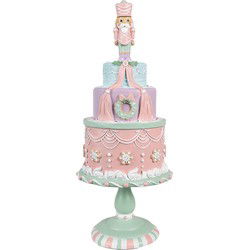 Clayre & Eef Decoratie Beeld Taart Ø 17x42 cm Roze Kunststof