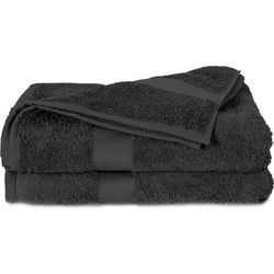 Twentse Damast Katoenen 2PACK Handdoeken - 50x100 - Zwart