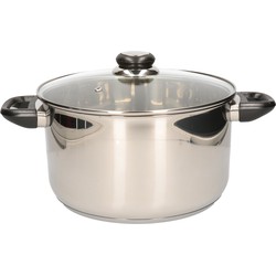 Grote RVS kookpan / pan met glazen deksel 24 cm - Kookpannen