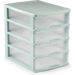 Plasticforte Ladeblok - 4 lades - groen/transparant - 35 x 35 cm - Ladeblok