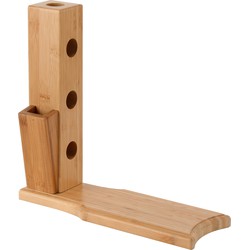 Decopatent® Wijnrek voor 3 flessen wijn - Bamboe - Hout - Design Wijnrek - Wijnflessenrek - Flessenrek voor 3 wijnflessen