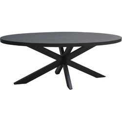 Livingfurn - Eetkamertafel Kala  Oval Spider 160cm - Mangohout / Gecoat Staal