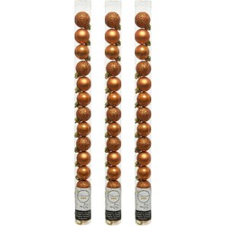 42x stuks kleine kunststof kerstballen cognac bruin (amber) 3 cm - Kerstbal