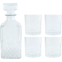 OTIX Whiskey Karaf - 4 Glazen - 5- Delig - Transparant - 900/230 ml - Glas - Set