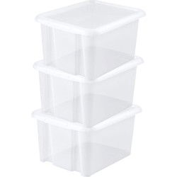 EDA Opbergbox 30L - 4x - wit - stapelbaar - L44 x B36 x H25 cm - Opbergbox