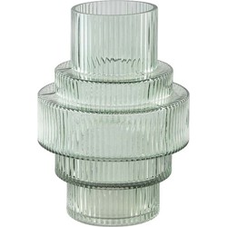 PTMD Lavine Ronde Kandelaar - H25 x Ø18 cm - Glas - Groen