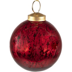 Clayre & Eef Kerstbal  Ø 9 cm Rood Glas Kerstdecoratie