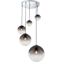 Trapeze hanglamp met 5 lichtpunten  | Glas| Hanglamp | Rook kleur | Woonkamer | Eetkamer