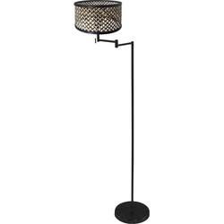Mexlite - vloerlamp - Bella - zwart - bamboe metaal - Ø 45cm - E27 - 3884ZW