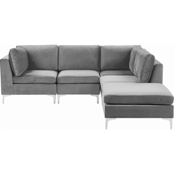 Beliani EVJA - Modulaire Sofa-Grijs-Fluweel