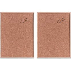 Prikbord van kurk - 2x - 60 x 80 cm - memobord/prikbord thuis/kantoor - Prikborden