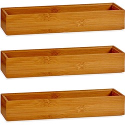 3x Stuks Kast/lade/make-up organizers bamboe hout bakje 30 x 7 x 5 cm - Make-up dozen