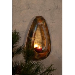 PTMD Windlicht Magni - 34x11x54 cm - Ijzer - Koper