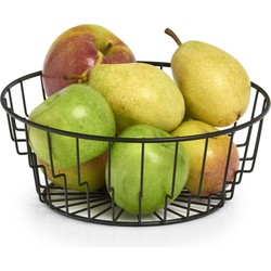 Ronde fruitschaal/fruitschalen van metaal zwart 24 cm - Fruitschalen