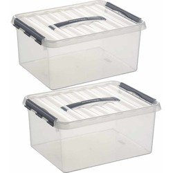 Sunware opbergbox - 2x - transparant - 15L - 40 x 30 x 18 cm - Opbergbox