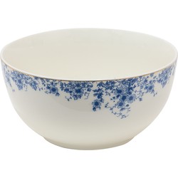 Clayre & Eef Soepkom  500 ml Blauw Porselein Rond Bloemen Serveerkom