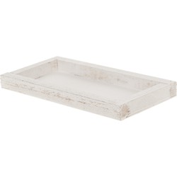 Houten white wash kaarsenplateau onderzet bord/kaarsonderzetter 28 x 15 cm - Kaarsenplateaus