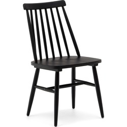 Kave Home - Tressia stoel van MDF en massief rubberhout met zwarte lak