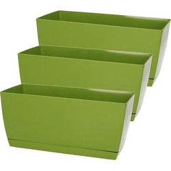 Set van 3x stuks plantenpotten/bloempotten kunststof glanzend kiwi groen 24 x 12 x 11 cm - Plantenpotten