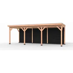 Douglas overkapping 750 x 250, met zwarte achterwand, Westwood Comfort
