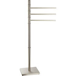 MSV Handdoeken rek badkamer - zilver chroom metaal - 22 x 89 cm - Handdoekrekken